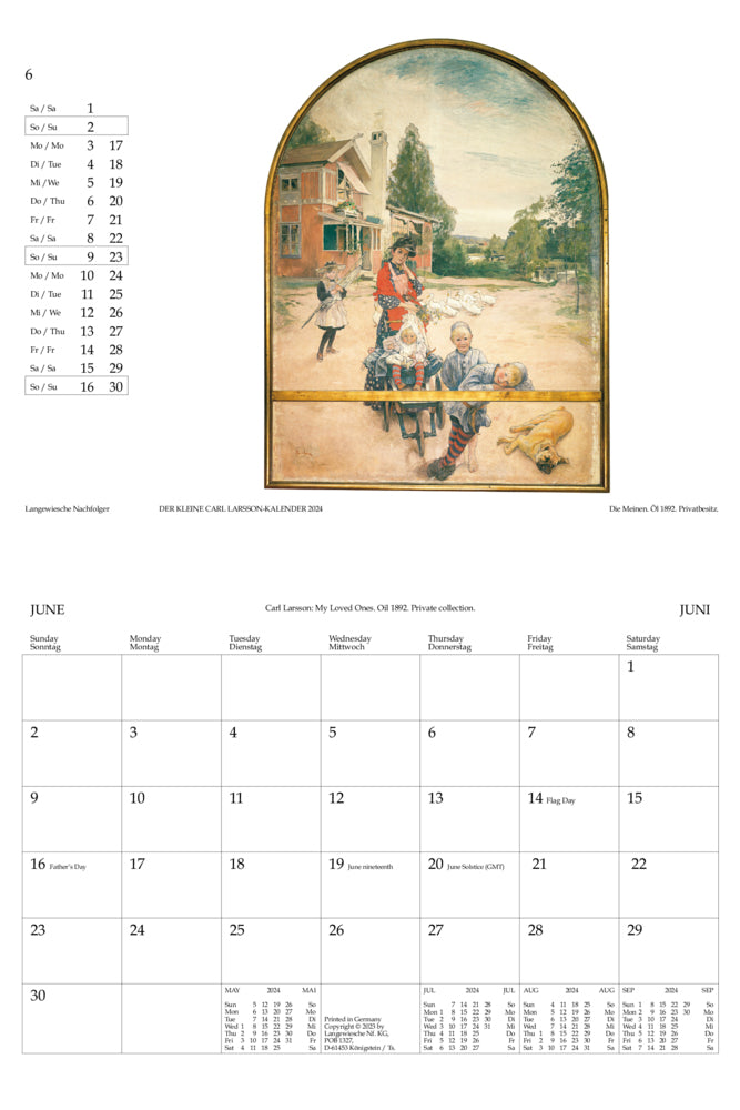 Der kleine Carl-Larsson-Kalender - Wandkalender 2024 - 31 x 23 cm - Langewiesche