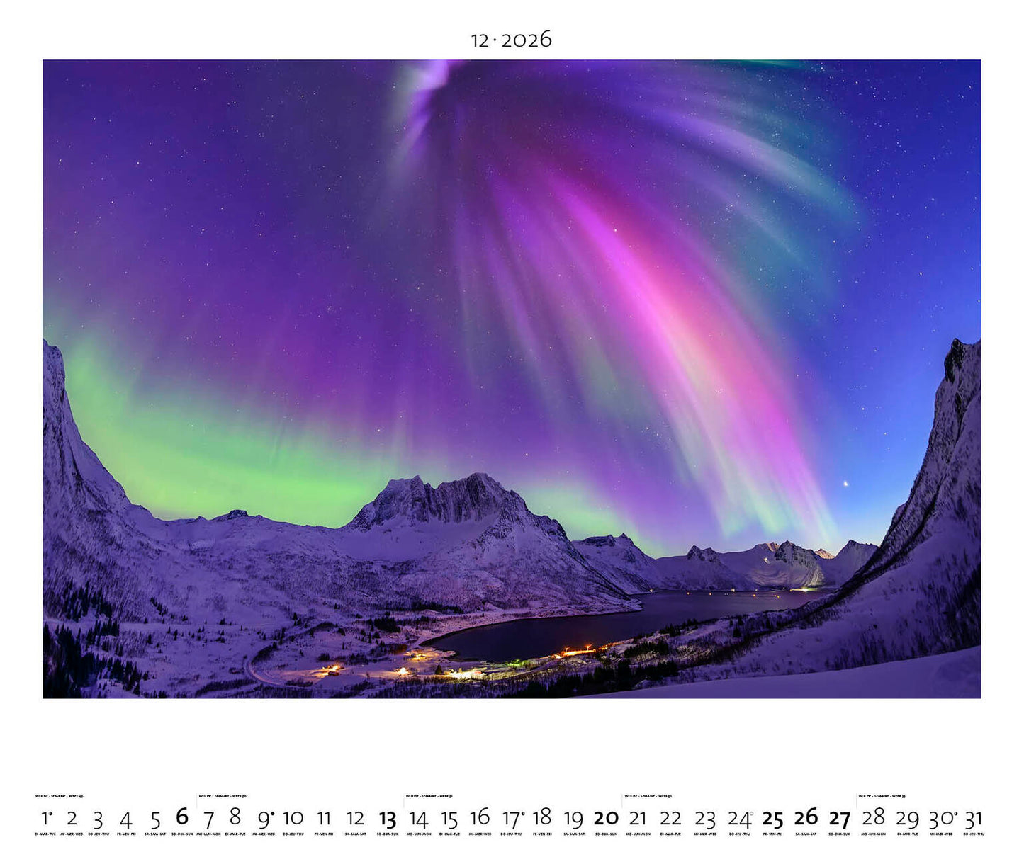 Polarlicht - Wandkalender 2026 - 60 x 50 cm - Palazzi Verlag