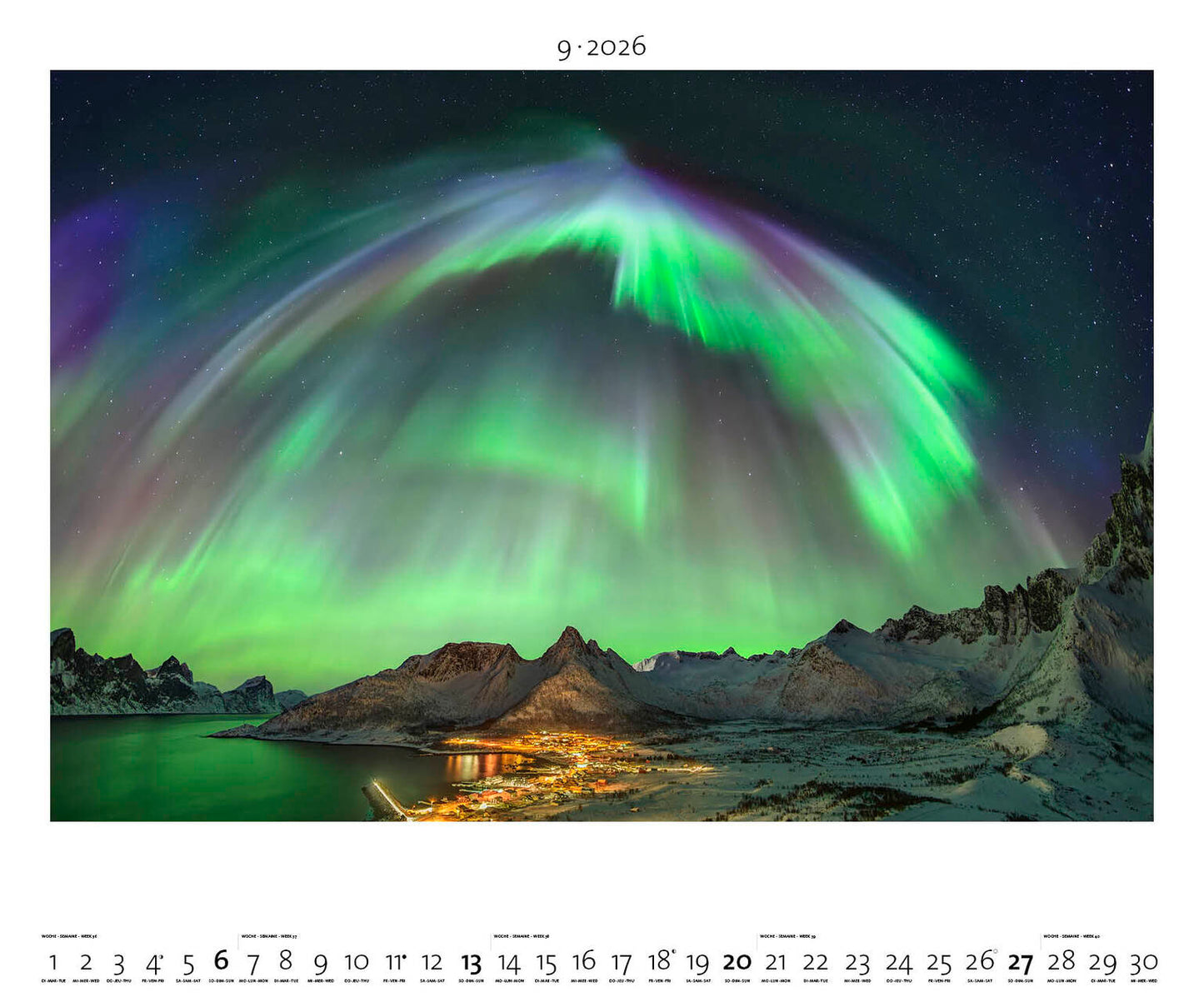 Polarlicht - Wandkalender 2026 - 60 x 50 cm - Palazzi Verlag
