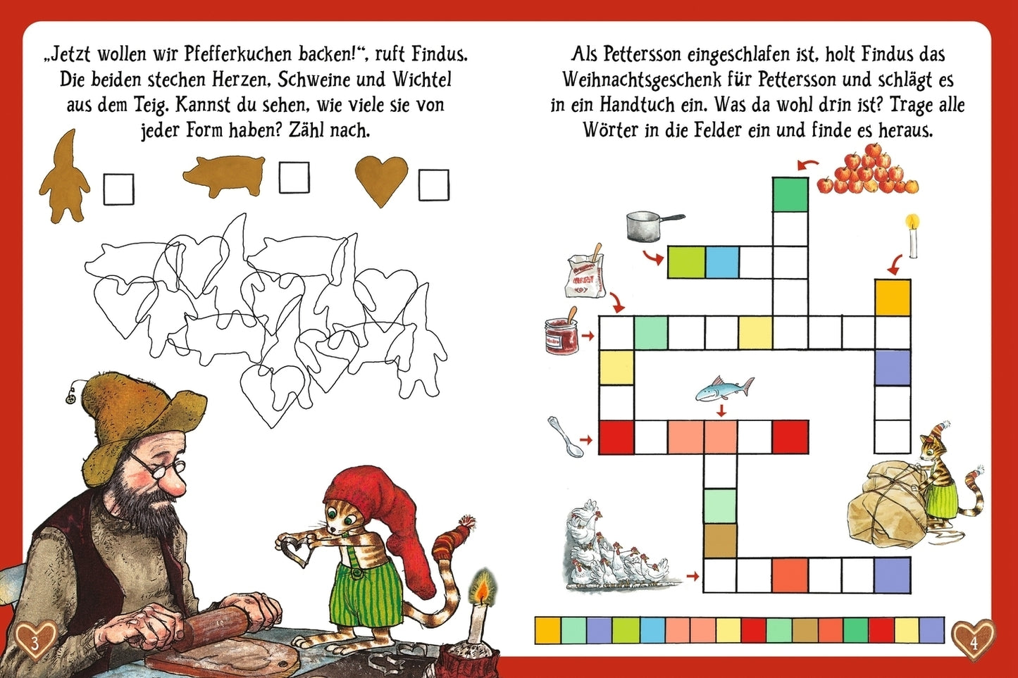 Puzzle im Buch - Pettersson und Findus feiern Weihnachten