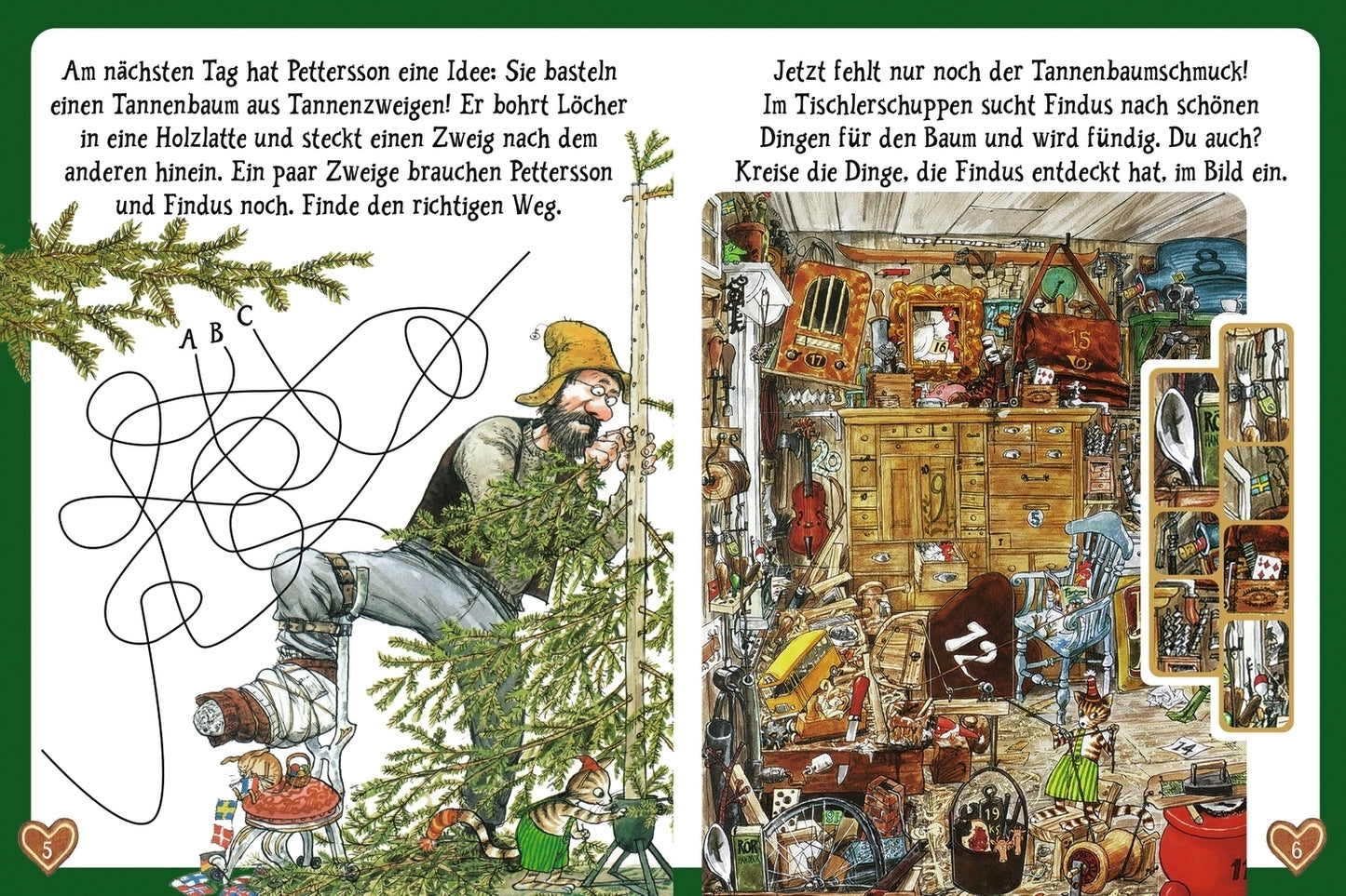 Puzzle im Buch - Pettersson und Findus feiern Weihnachten