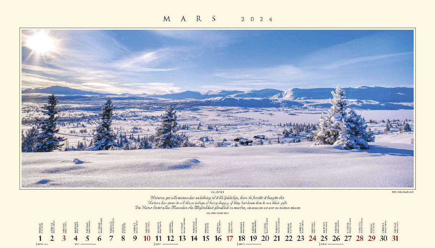 Panorama Norway - Wandkalender 2024 - 59 x 34 cm - Kalenderforlaget