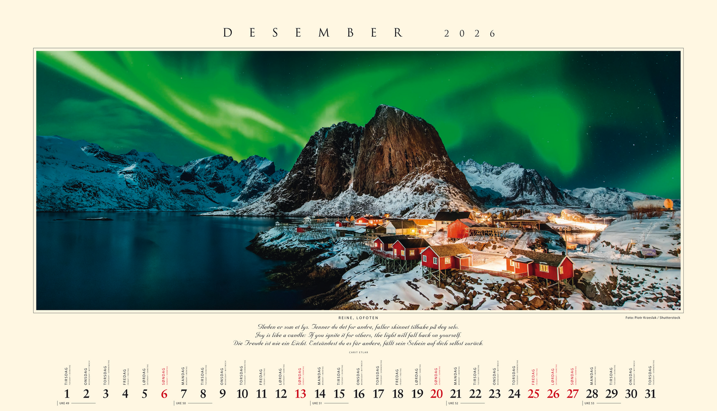 Panorama Norway - Tischkalender 2026 - 22 x 18 cm - Kalenderforlaget