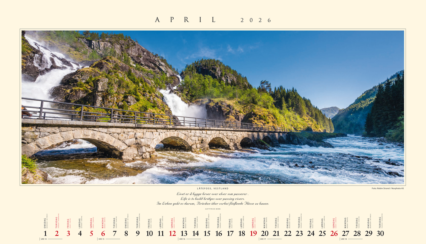 Panorama Norway - Tischkalender 2026 - 22 x 18 cm - Kalenderforlaget
