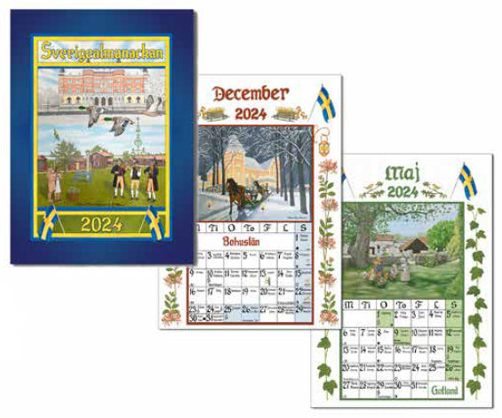 Sverigealmanackan - Kleiner Wandkalender 2024 - 21 x 30 cm - Swallings