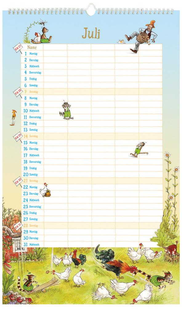 Pettersson und Findus - Familienkalender 2024 - 27 x 45 cm - Oetinger Verlag