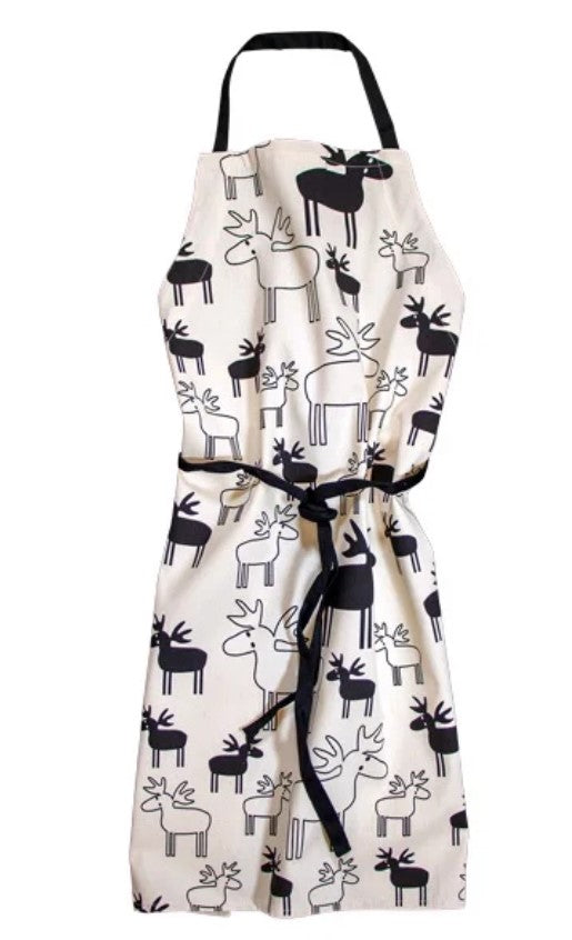 Ulrikas Älgar Schürze - Naturweiß / Schwarz