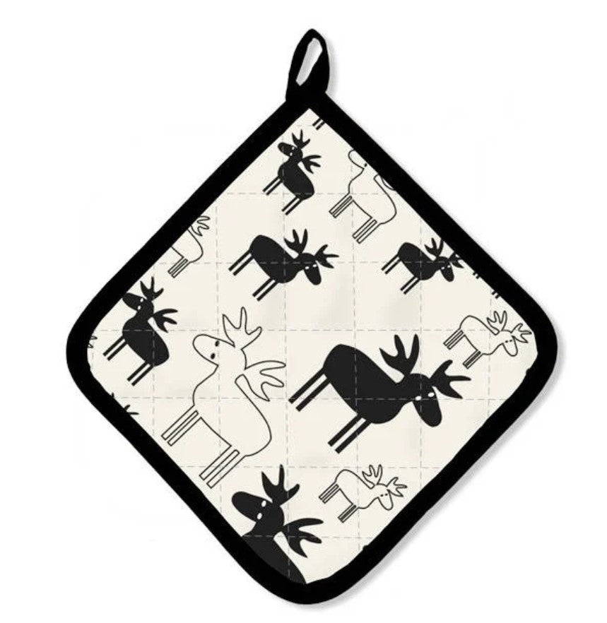 Ulrikas Älgar Topflappen - Naturweiß / Schwarz