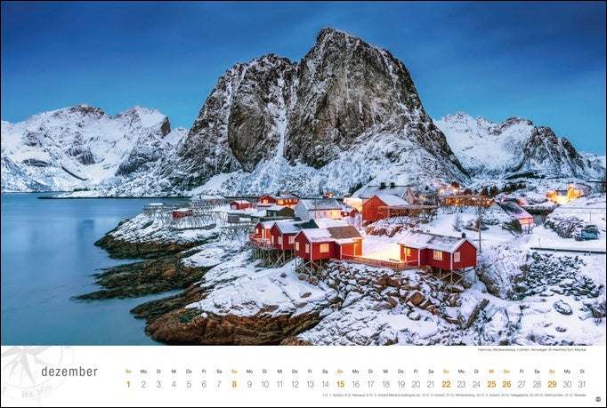 Skandinavien Globetrotter - Wandkalender 2024 - 58 x 39 cm - Heye Verlag