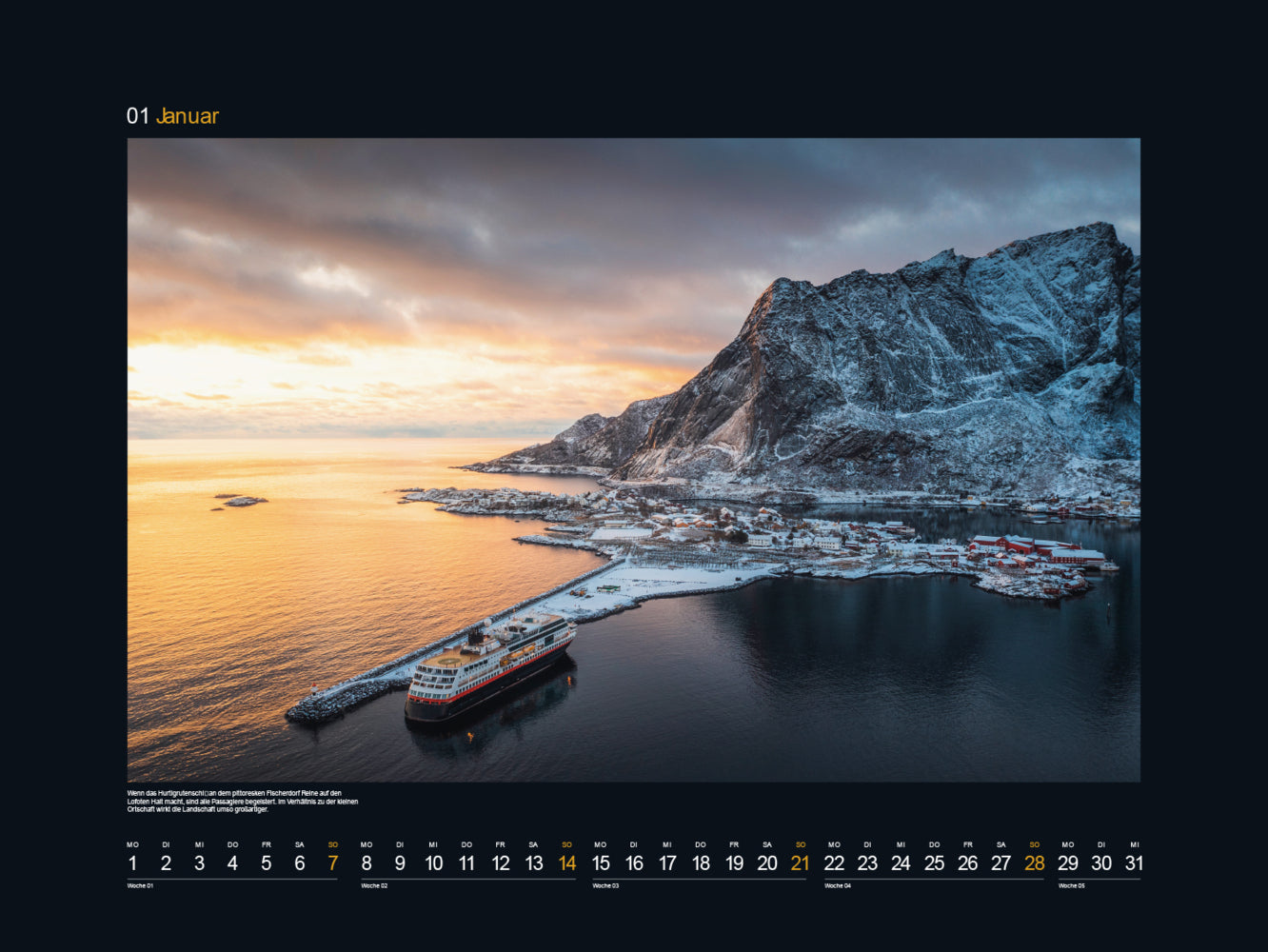 Hurtigruten - Wandkalender 2024 - 60 x 45 cm - Kunth Verlag