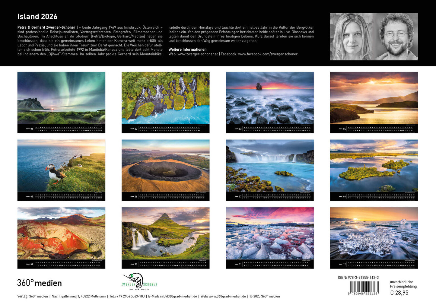 Island - 360° Premium-Wandkalender 2026 - 50 x 35 cm - 360Grad Medien