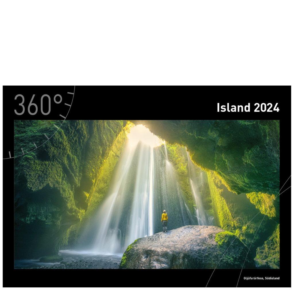 Island - 360° Premium-Wandkalender 2024 - 50 x 35 cm - 360Grad Medien