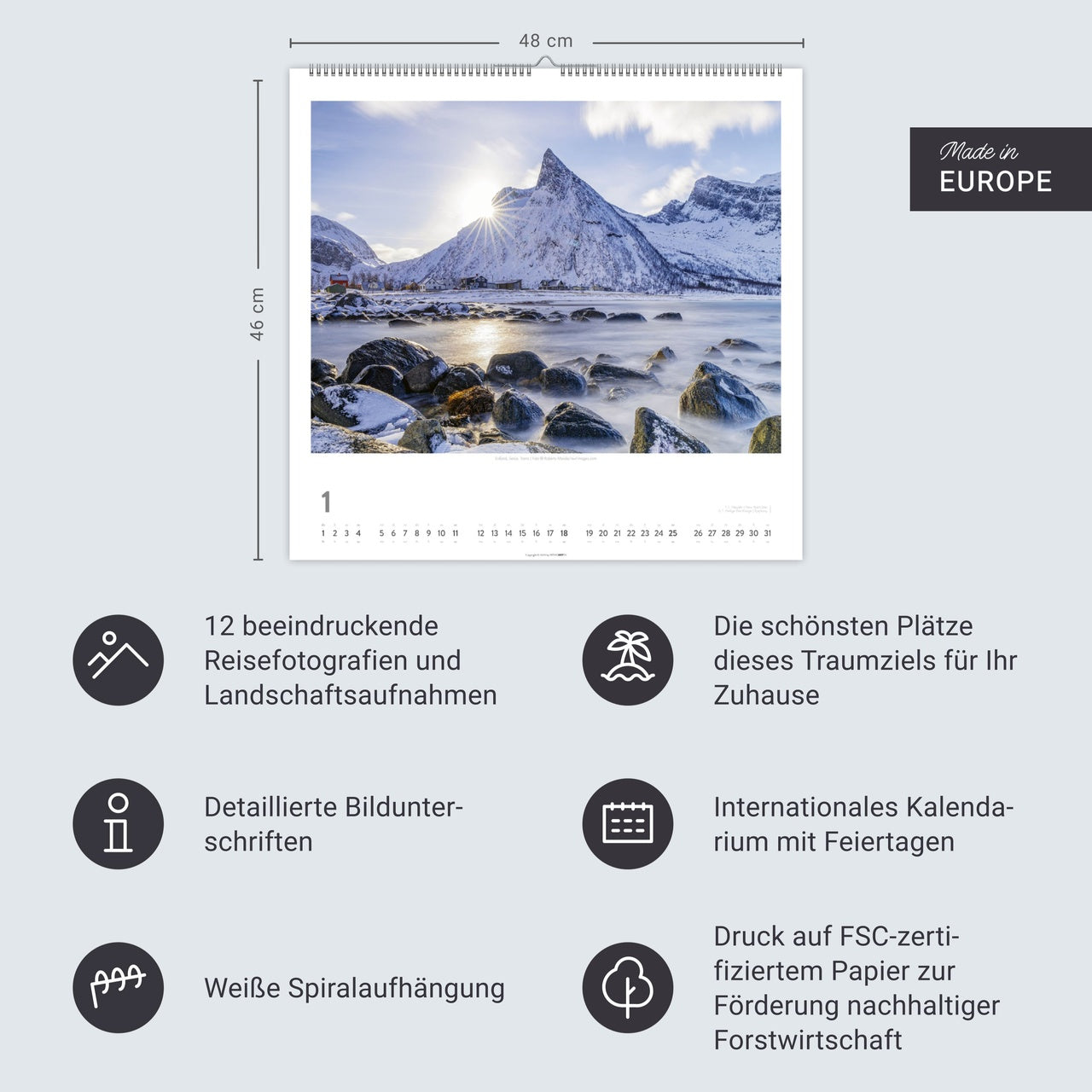 Norway - Wall Calendar 2026 - 48 x 46 cm - Weingarten Art Publishers