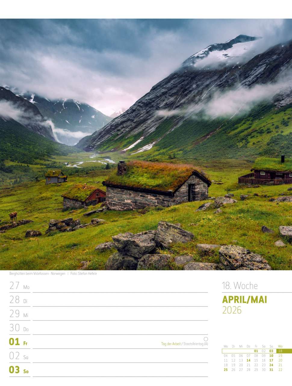 Adventure: Scandinavia - The Magic of the Far North - Weekly Planner Calendar 2026 - 25 x 33 cm