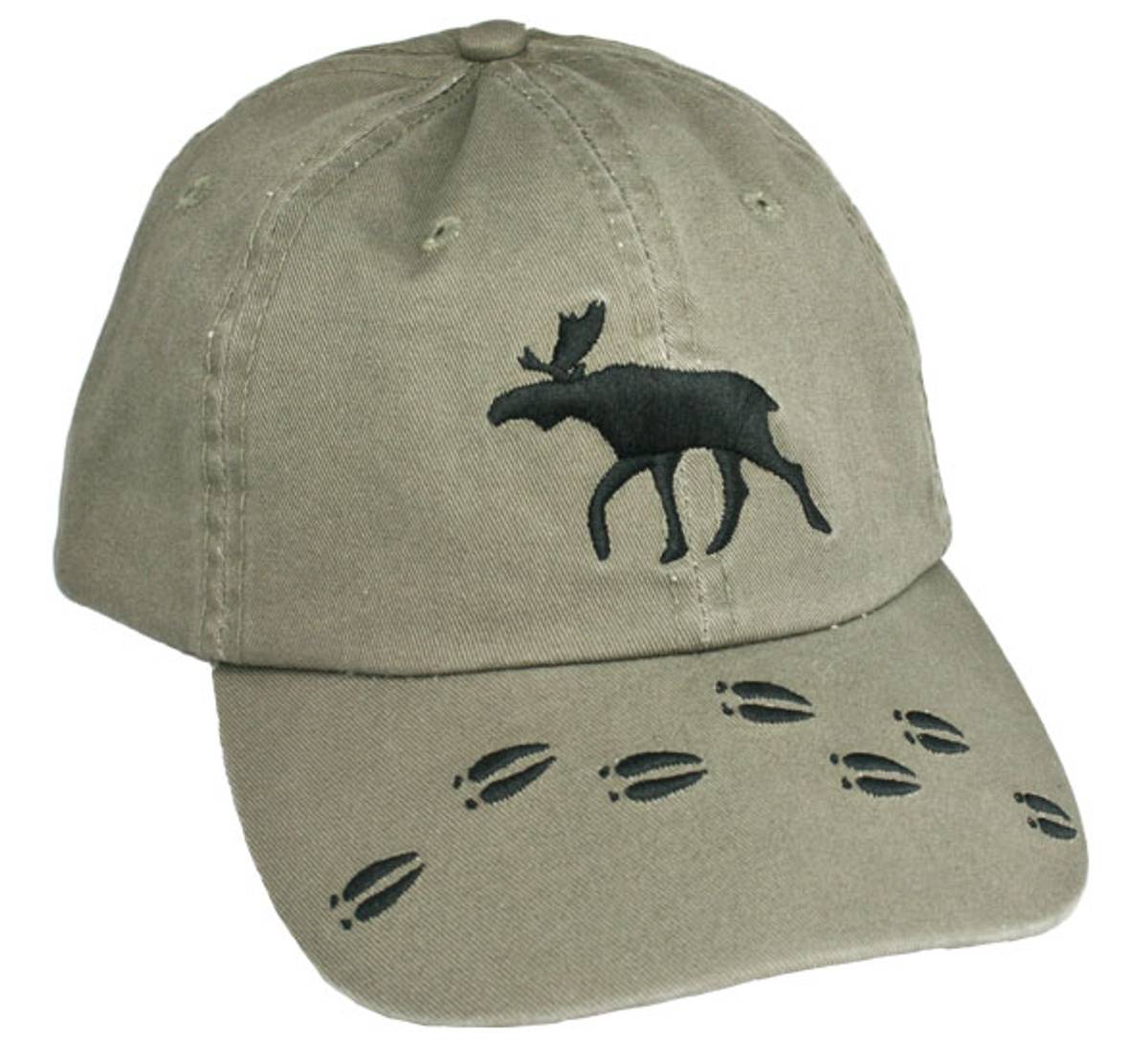 Cap with moose and moose tracks - olive green