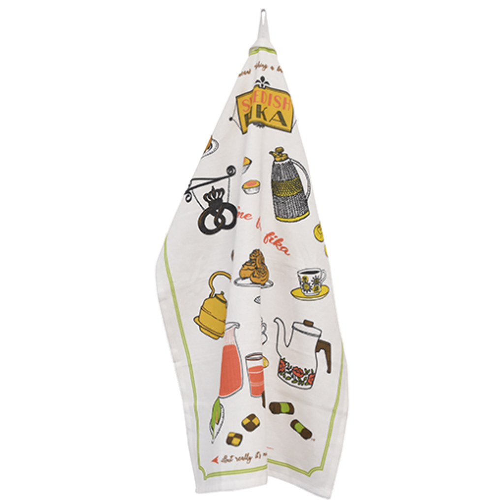 Kitchen towel - Swedish Fika - White with pattern - 40 x 60 cm