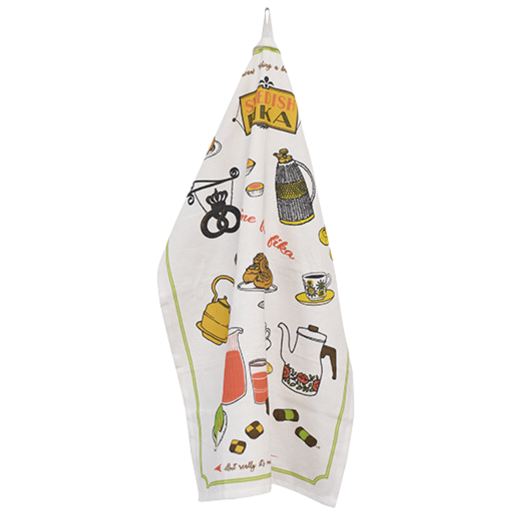 Kitchen towel - Swedish Fika - White with pattern - 40 x 60 cm