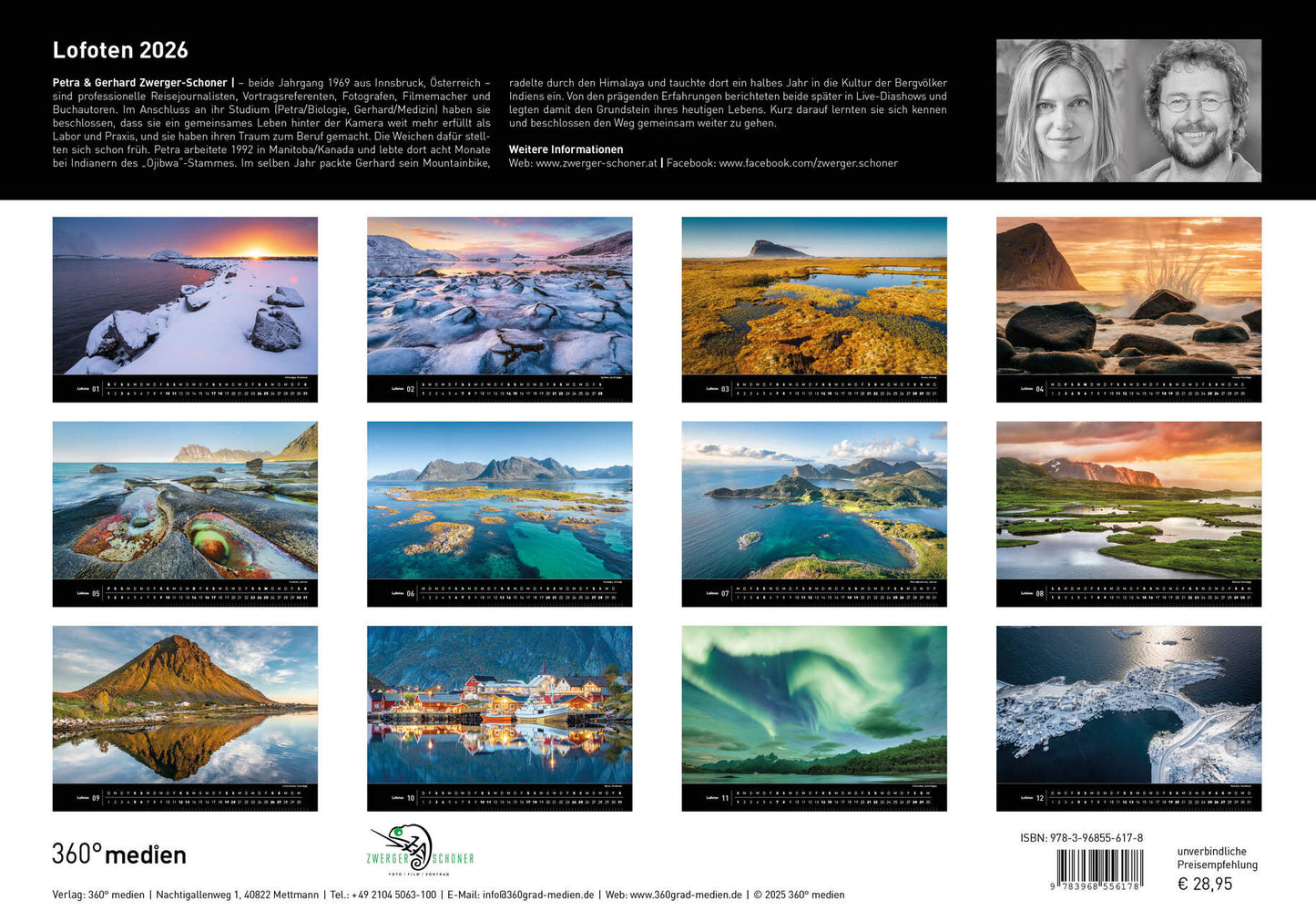 Lofoten - 360° Premium-Wandkalender 2026 - 50 x 35 cm - 360Grad Medien