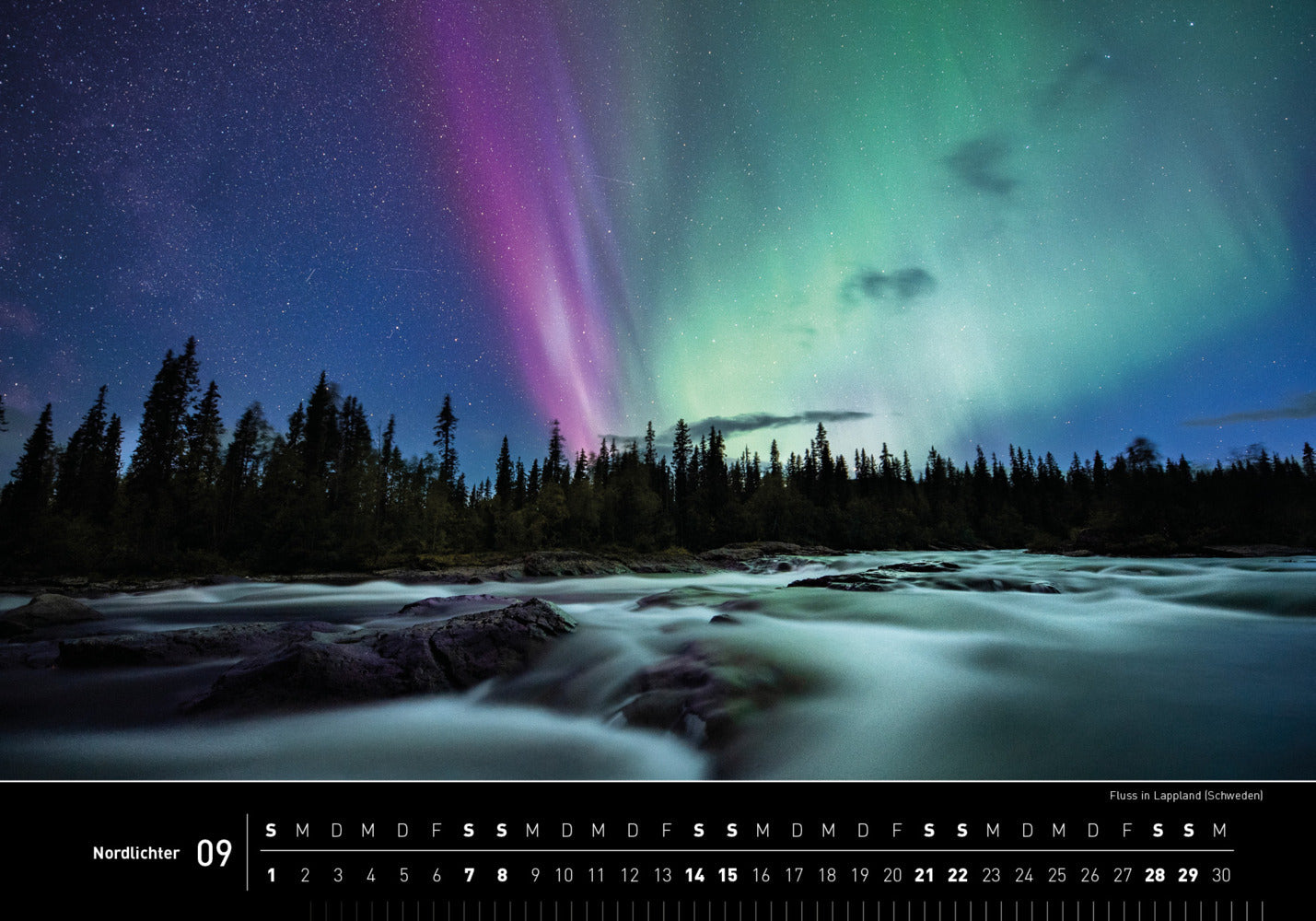 Nordlichter - 360° Premium-Wandkalender 2024 - 50 x 35 cm - 360Grad Medien