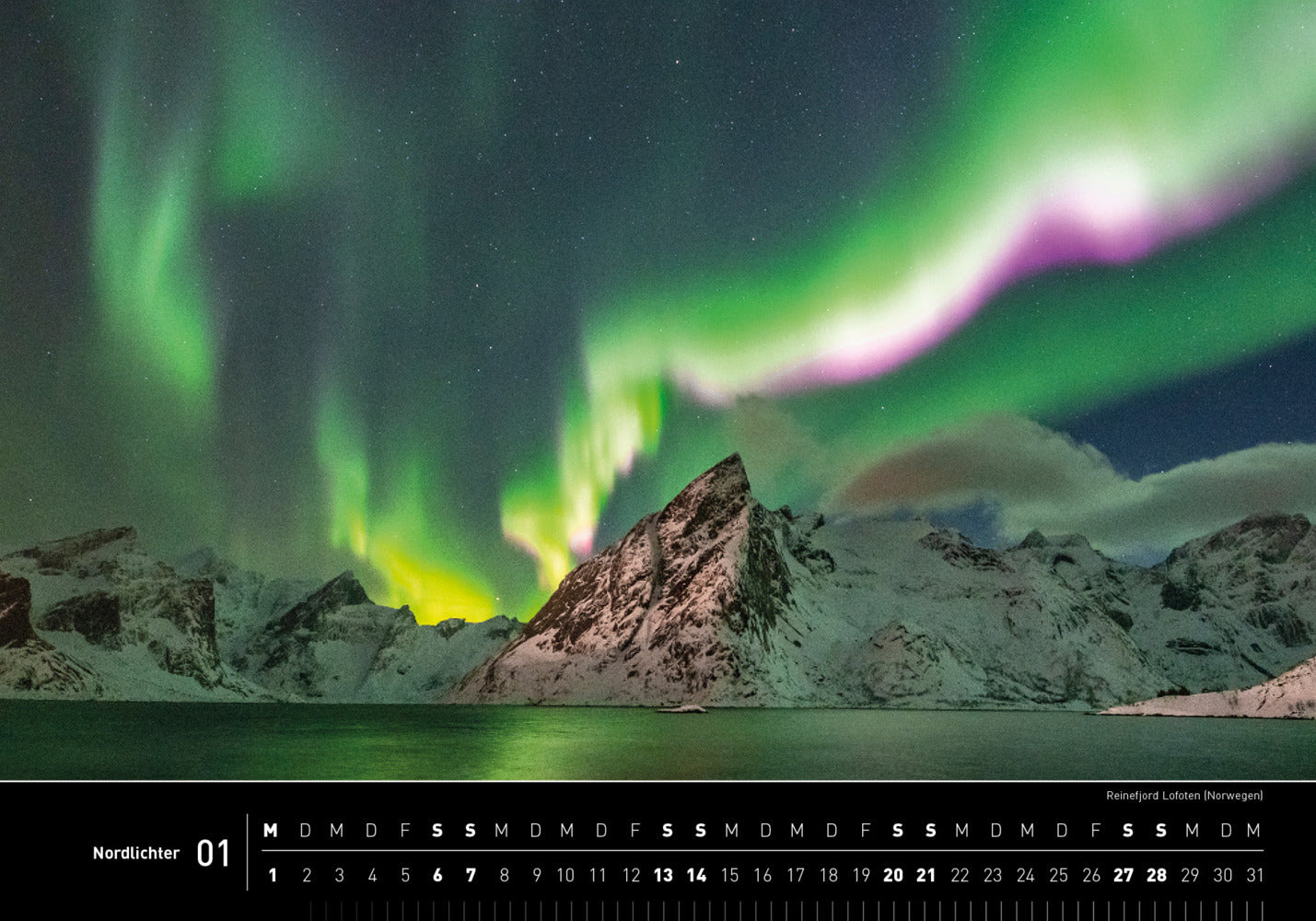 Nordlichter - 360° Premium-Wandkalender 2024 - 50 x 35 cm - 360Grad Medien
