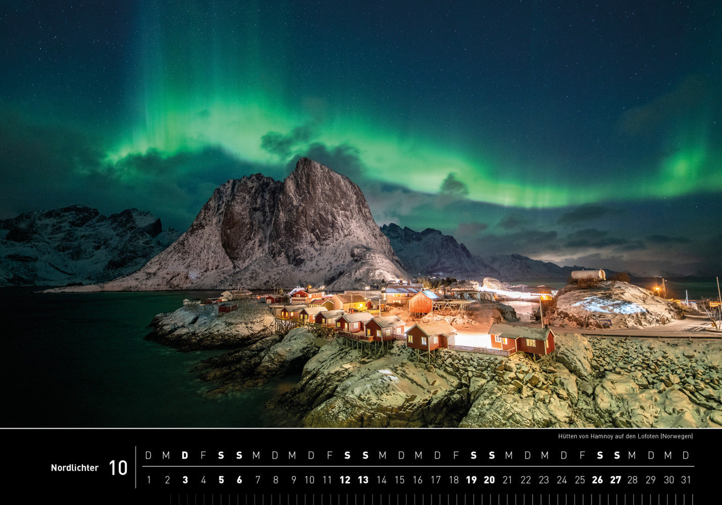 Nordlichter - 360° Premium-Wandkalender 2024 - 50 x 35 cm - 360Grad Medien