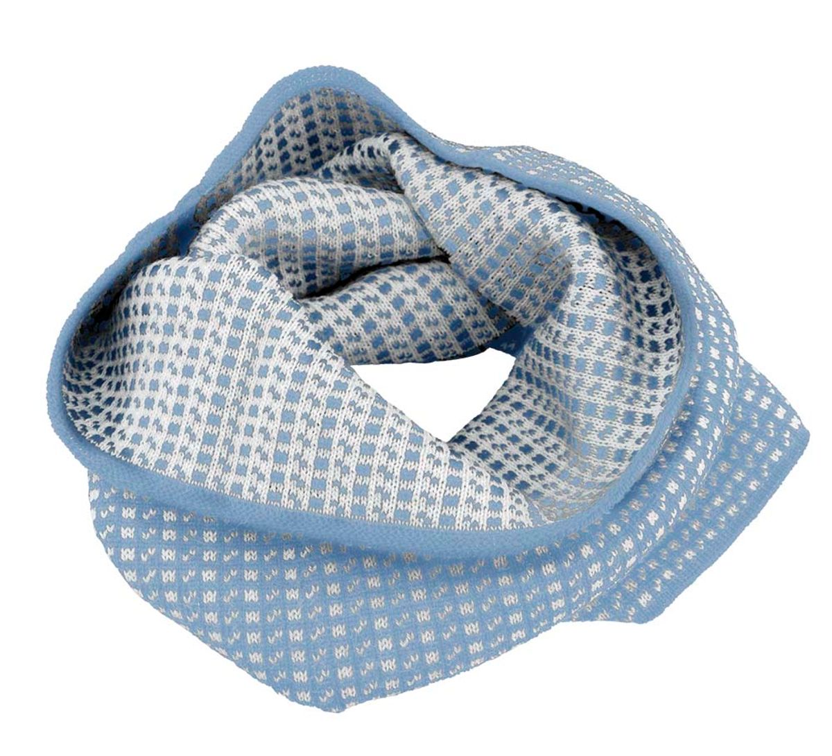 Schlauchschal aus 100% Merinowolle mit isländischem Muster, Schwarz-Weiß / Grün-Weiß / Blau-Weiß