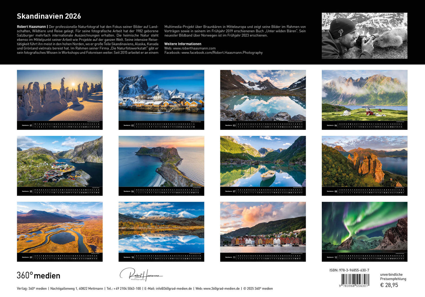 Scandinavia - 360° Premium Wall Calendar 2026 - 50 x 35 cm - 360Grad Medien