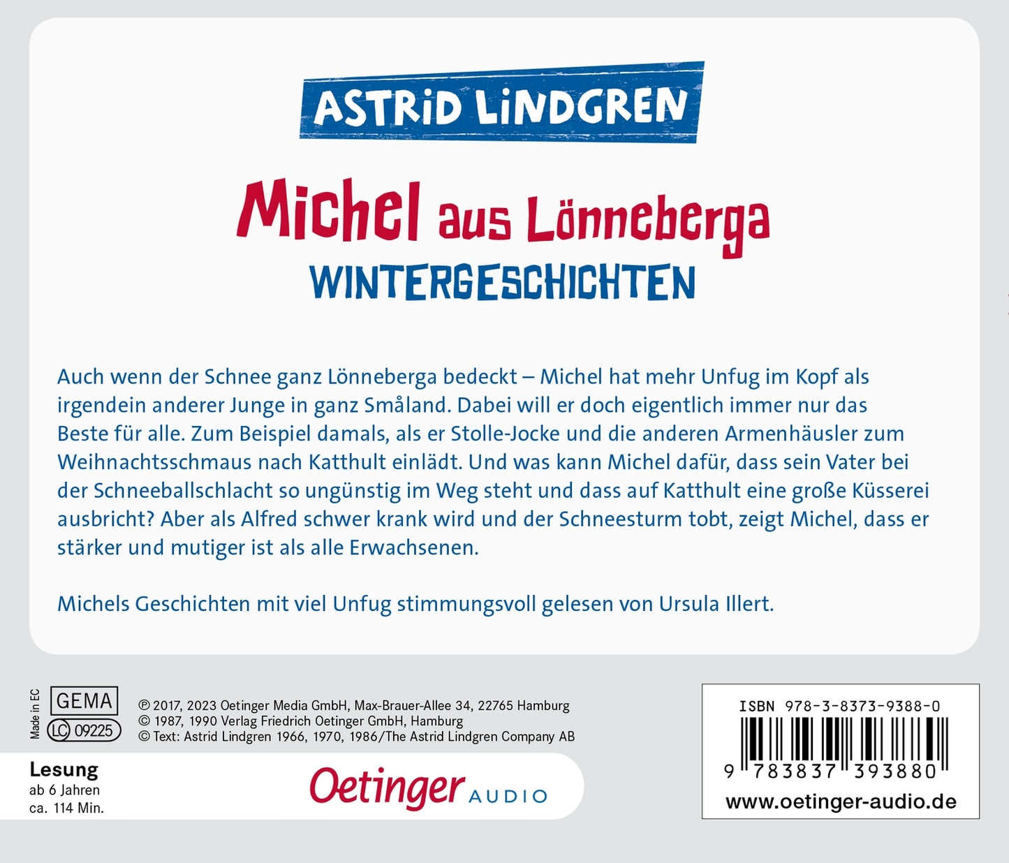 Michel aus Lönneberga. Wintergeschichten - Hörbuch CD