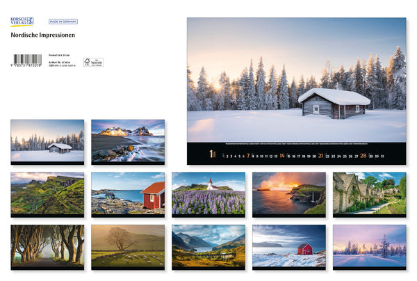 Nordische Impressionen - Wandkalender 2024 - 58 x 39 cm - Korsch Verlag