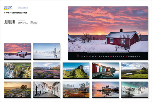 Nordische Impressionen - Wandkalender 2026 - 58 x 39 cm - Korsch Verlag