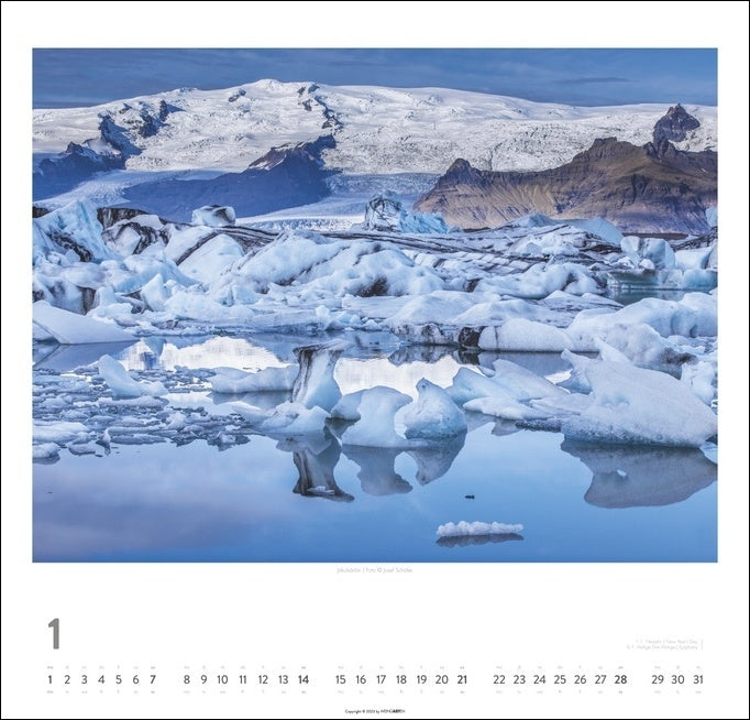 Island - Wandkalender 2024 - 48 x 46 cm - Kunstverlag Weingarten