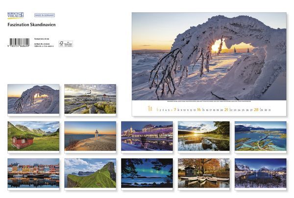 Faszination Skandinavien - Wandkalender 2024 - 58 x 39 cm - Korsch Verlag