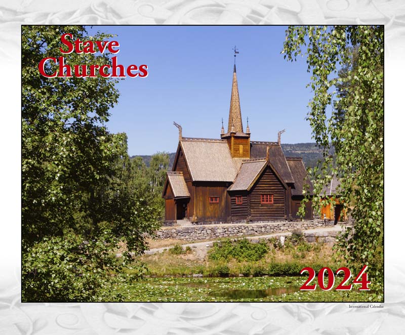 Stabkirchen Wandkalender 2024 - 29 x 24 cm - Aune Forlag