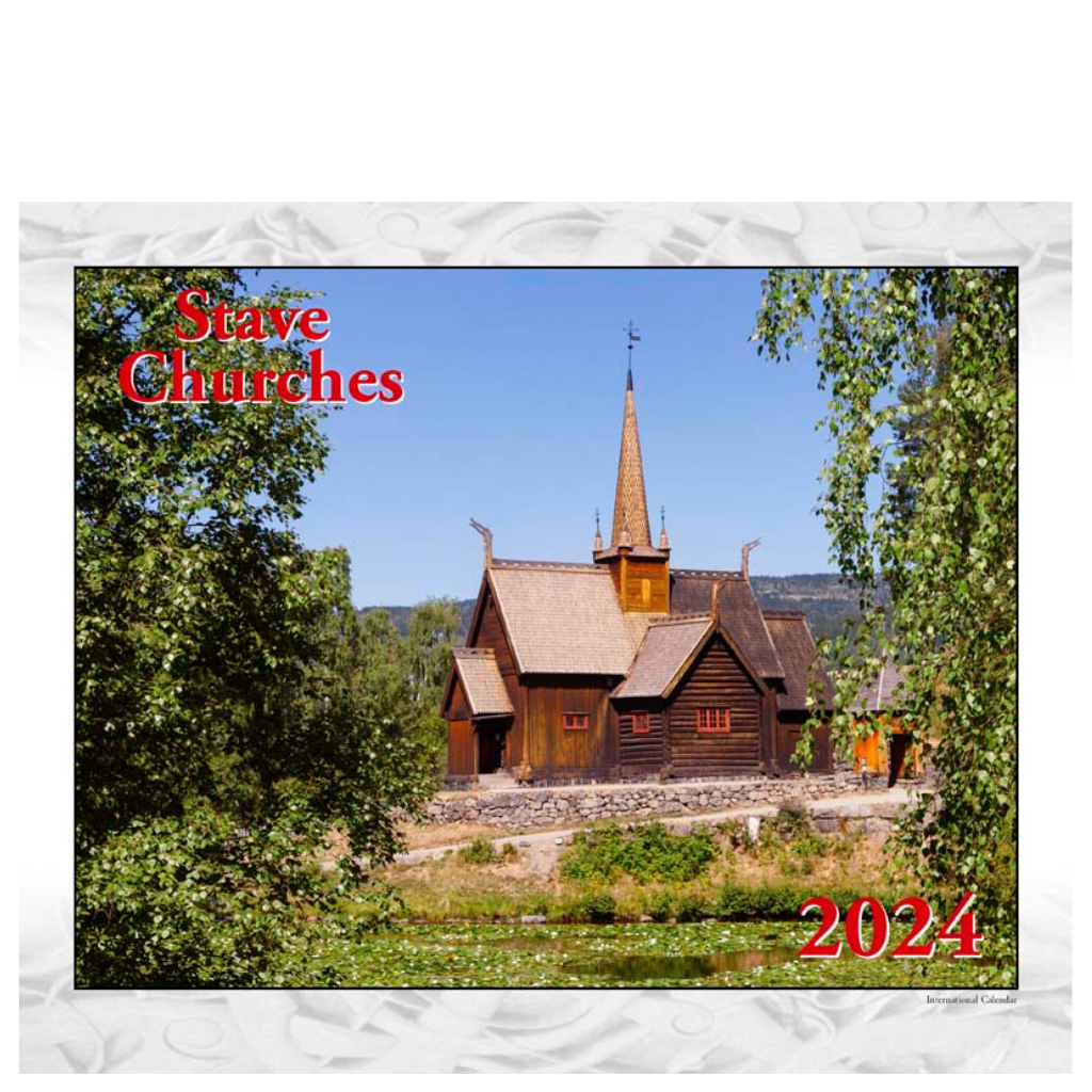 Stabkirchen Wandkalender 2024 - 29 x 24 cm - Aune Forlag