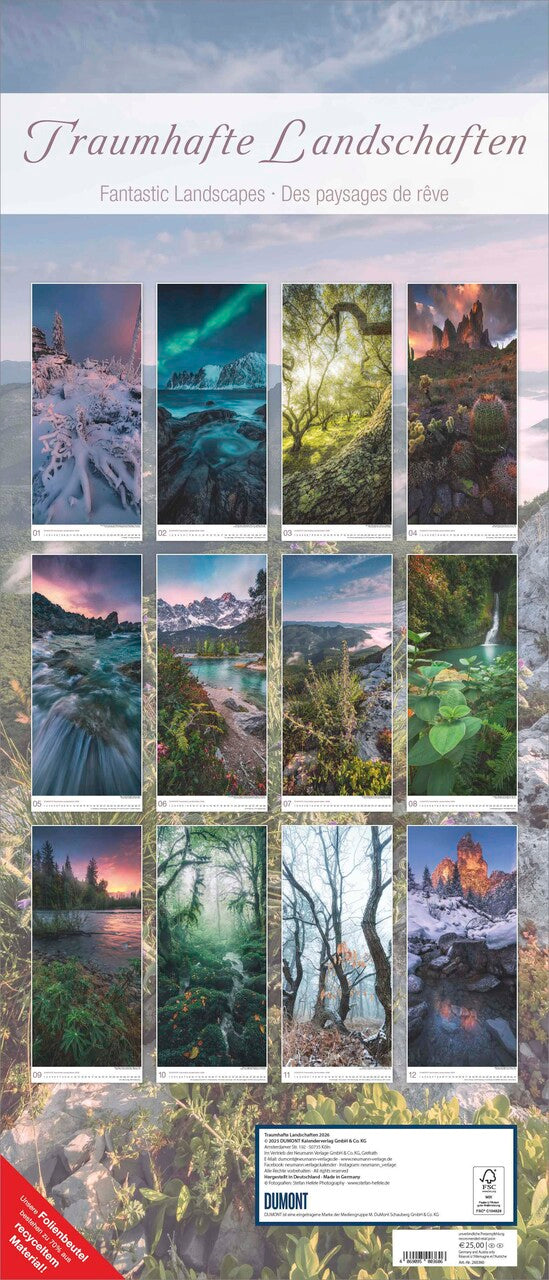 Traumhafte Landschaften - Wandkalender 2026 - 30 x 70 cm - DuMont Verlag