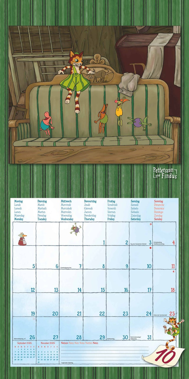 Pettersson und Findus - Kinderkalender 2026 -30 x 60 cm - Alpha Edition