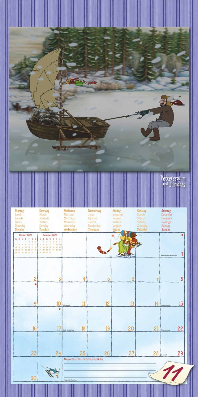 Pettersson und Findus - Kinderkalender 2026 -30 x 60 cm - Alpha Edition