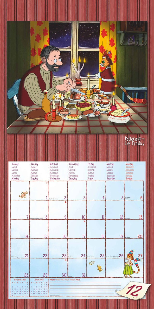 Pettersson und Findus - Kinderkalender 2026 -30 x 60 cm - Alpha Edition