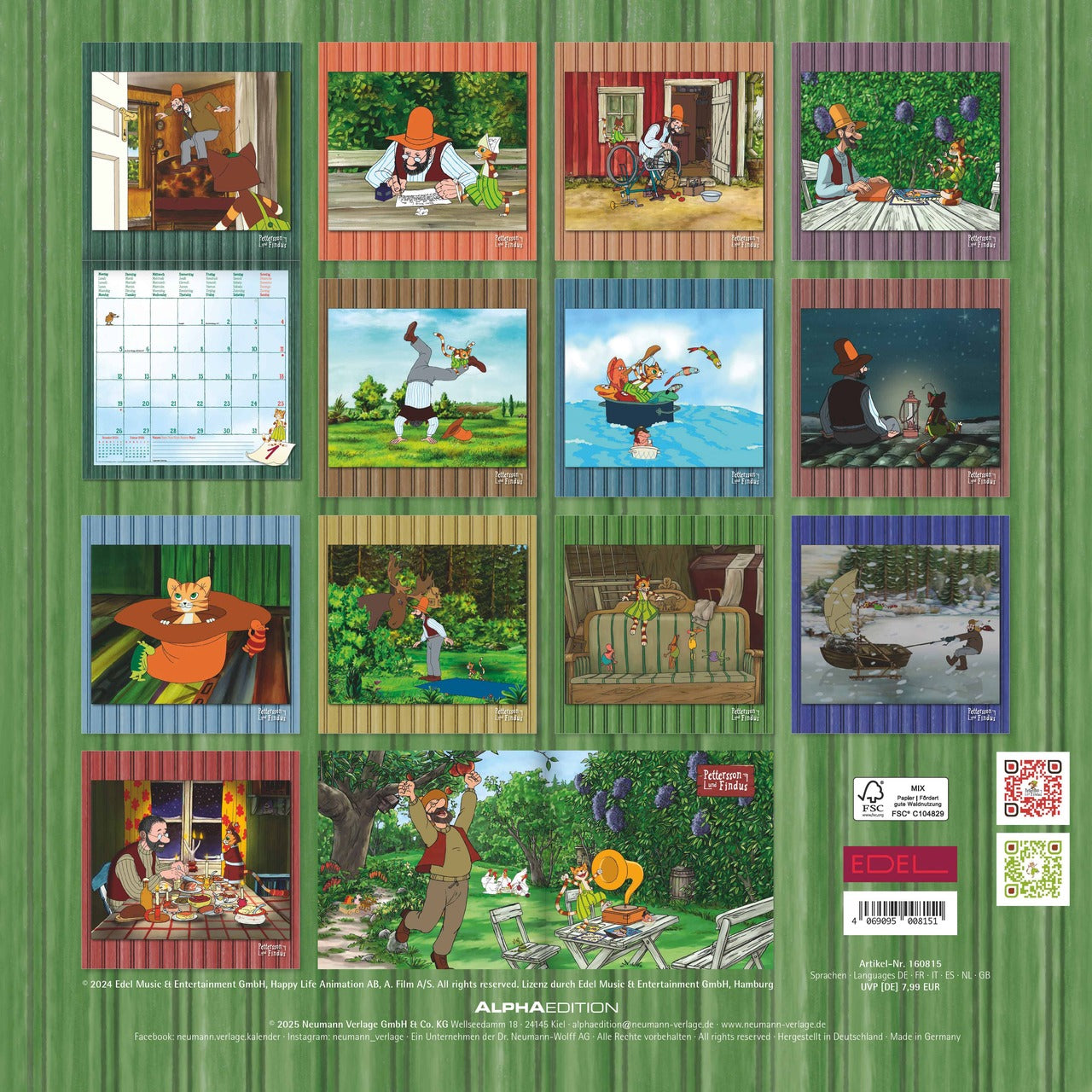 Pettersson und Findus - Kinderkalender 2026 -30 x 60 cm - Alpha Edition