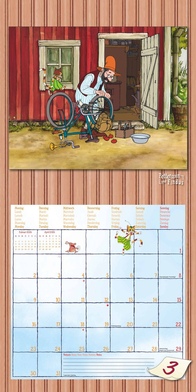 Pettersson und Findus - Kinderkalender 2026 -30 x 60 cm - Alpha Edition