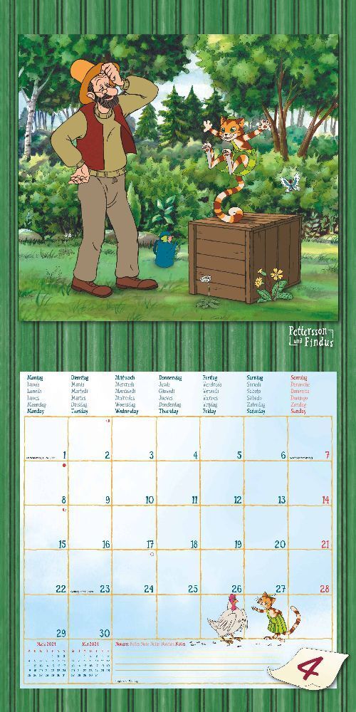 Pettersson und Findus - Kinderkalender 2024 -30 x 60 cm - Alpha Edition