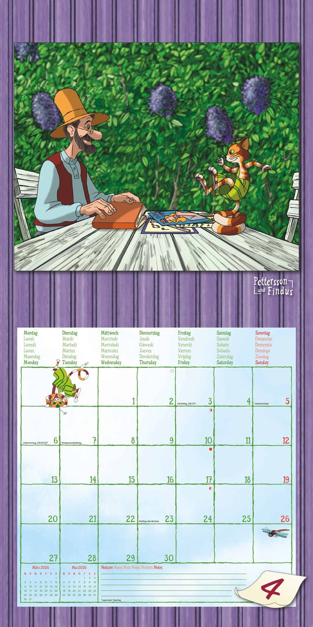 Pettersson und Findus - Kinderkalender 2026 -30 x 60 cm - Alpha Edition