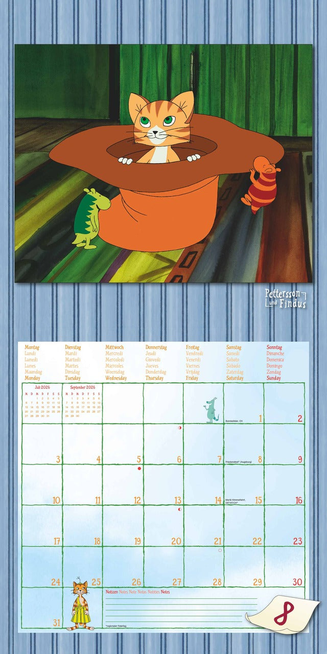 Pettersson und Findus - Kinderkalender 2026 -30 x 60 cm - Alpha Edition