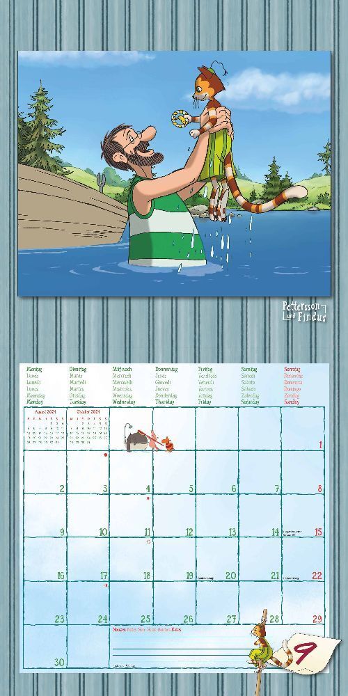 Pettersson und Findus - Kinderkalender 2024 -30 x 60 cm - Alpha Edition