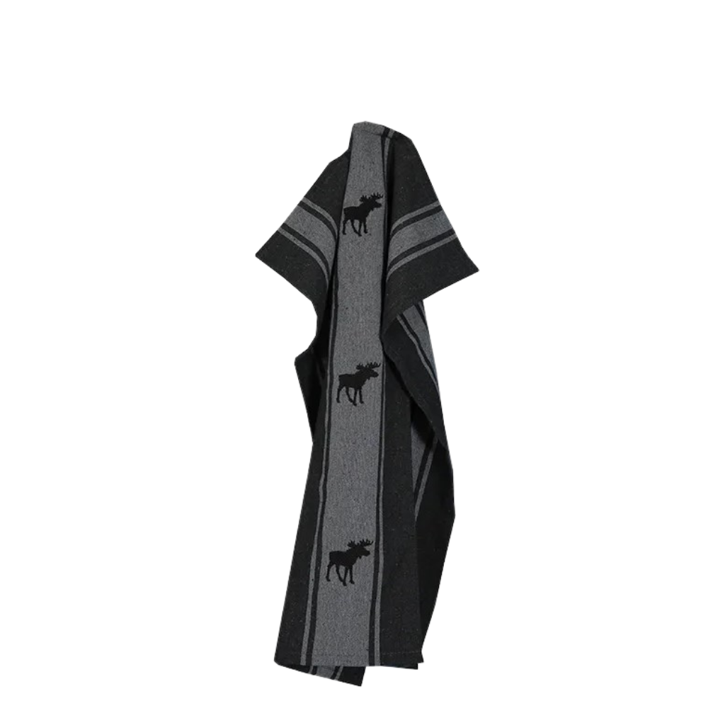 Kitchen towel Helga with three moose - 45 x 60 cm - Dark grey