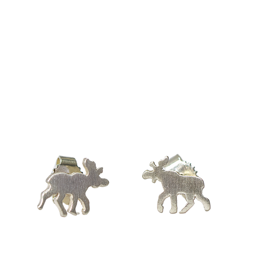 Elk silver stud earrings - 11 mm