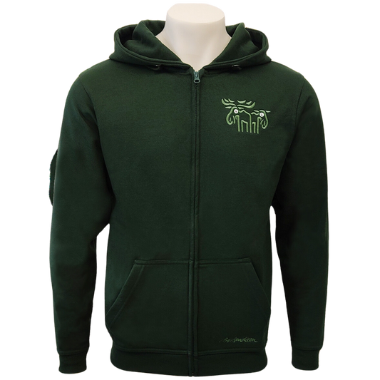 Hooded jacket with moose embroidery - Green - Bo Bendixen
