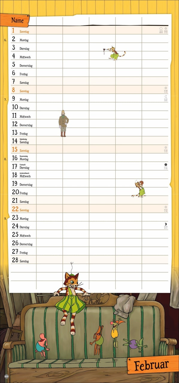 Pettersson und Findus - Familienplaner 2026 - 21 x 45 cm - Heye Verlag