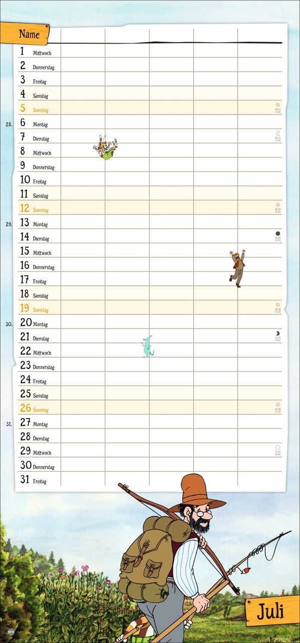Pettersson und Findus - Familienplaner 2026 - 21 x 45 cm - Heye Verlag