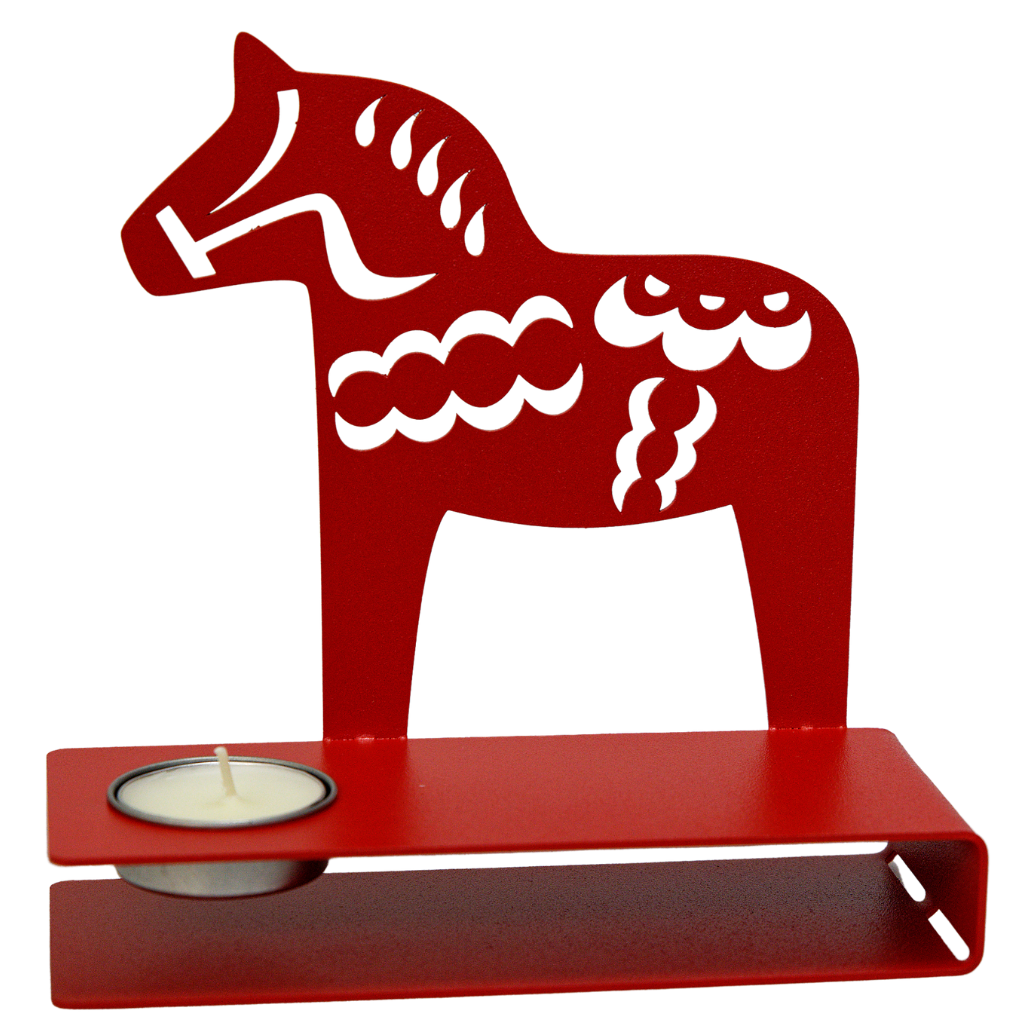 Dala horse candle holder - metal